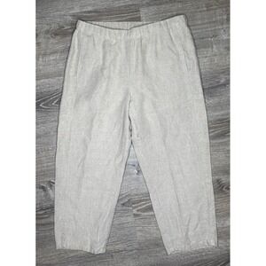 J Jill Love Linen Capri Pull-On Pants Beige Lightweight Lagenlook Preppy‎ Small